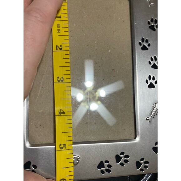 Vtg Cat Photo Picture Frame Brushed Silver Metal Meow Paw Print Fish Bones Pet - Picture 2 of 5